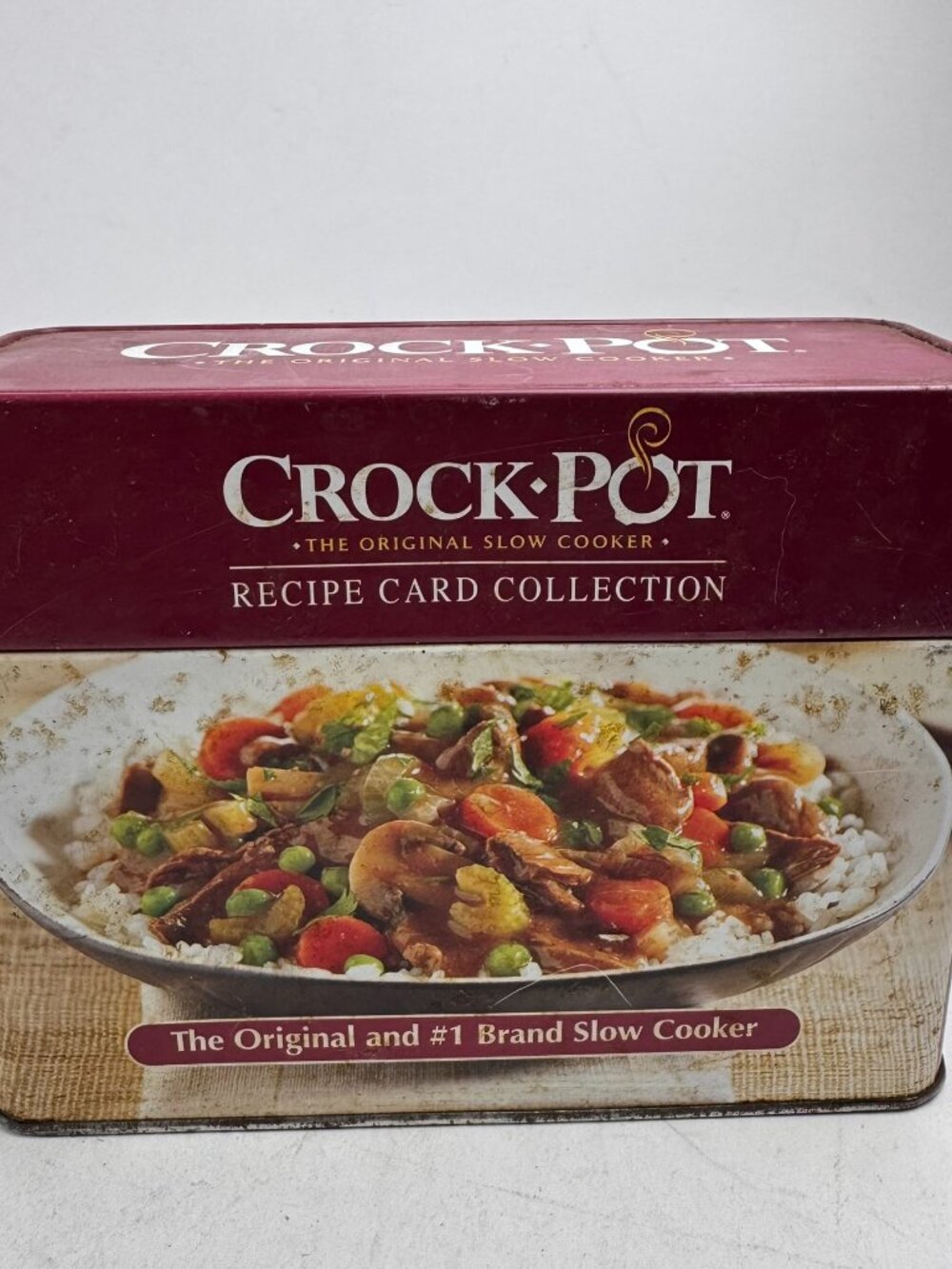 Crock-Pot Recipe Card Collection Metal Tin Box Slow Cooker Cooking Cards 2012